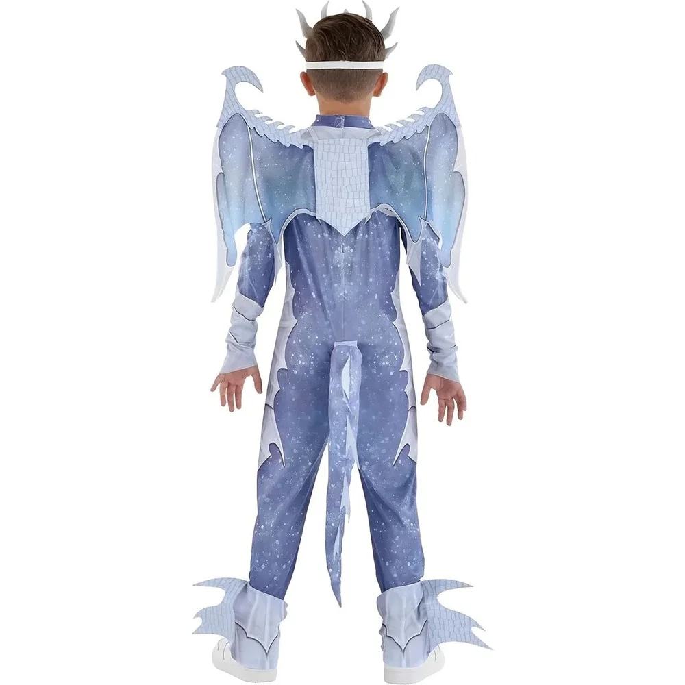 Ghostly Ice Frost Dragon Warrior Blue White Halloween Skeletal Costume Mask L - Picture 3 of 7